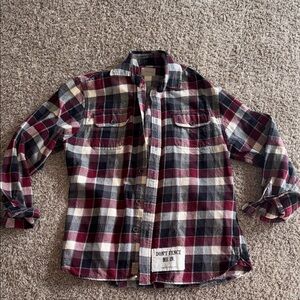 Tres Melinda graphic up cycled flannel size large